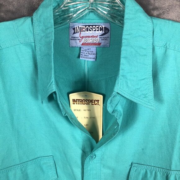 Introspect Men’s Shirt Button Up Large X Tall Marine Color Fishing Shirt - Picture 4 of 12